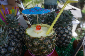 Pineapple smoothie with fresh pineapple