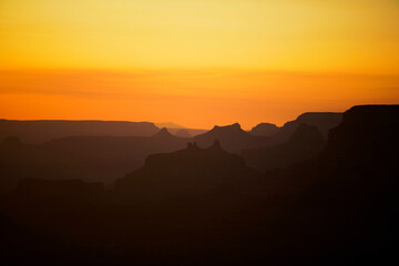 Rock formations on a landscape during sunset, Grand Canyon National Park, Arizona, USA