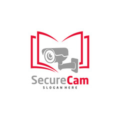 CCTV with Book Logo Design Vector Template, Concept Symbol, Icon