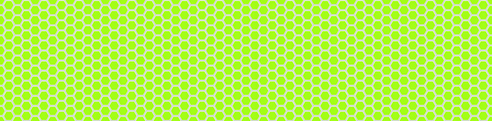 Seamless vector banner of green honeycomb mosaic. Green hexagon tiles background. Print for wrapping, backgrounds, fabric, packaging, scrapbooking.