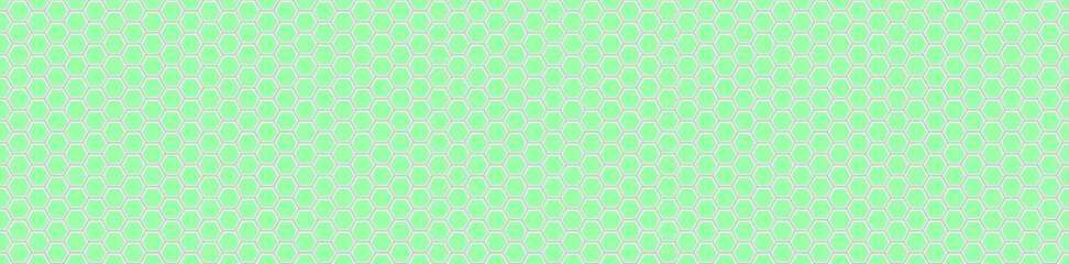 Seamless vector banner of green honeycomb mosaic. Green hexagon tiles background. Print for wrapping, backgrounds, fabric, packaging, scrapbooking. 