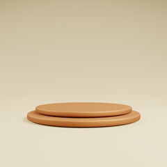 Orange podium or stage background for show product with yellow background and copy space 3d render.
