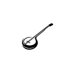 Vector black and white isolated on white background. Chinese string plucked musical instrument.