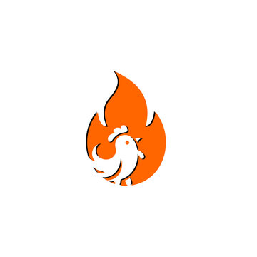 Hot Spicy Chicken Logo Design, Design element for poster, emblem, sign, Vector illustration