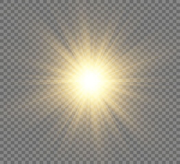 White beautiful light explodes with a transparent explosion. Vector, bright illustration for perfect effect with sparkles. Bright Star. Transparent shine of the gloss gradient, bright flash.