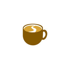 Illustration design of monoline, minimalistic, simple logotype coffee. Vector icon cup with drink