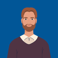 young man with beard on blue background vector illustration design