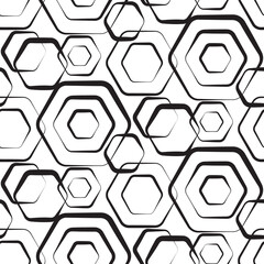 Vector seamless pattern. Geometric hexagonal. Repeating modern stylish texture. Simple graphic design. Black and white trellis. Endless background. Repeated polygons. Fashion grid. Textile prints
