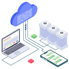 
Isometric icon of cloud technology vector 

