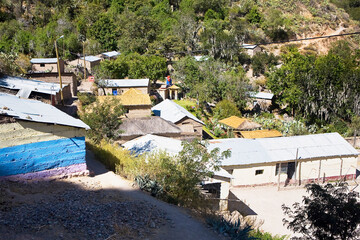 Fototapeta na wymiar High angle view of houses in a town, San Juan de Chuccho, Arequipa, Peru