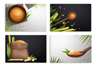 Four Cane Sugar Realistic Composition Set