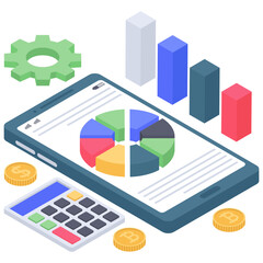 
Business app analytics isometric icon 
