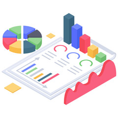 Fototapeta premium Financial data chart isometric icon 