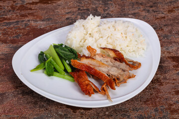 Rice with roasted duck breast