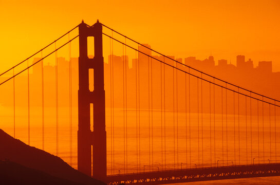 Close-up of a bridge, Golden Gate Bridge, San Francisco, California, USA 