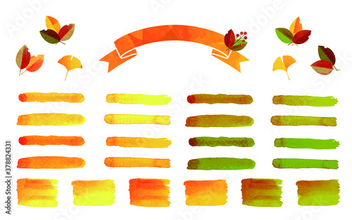 秋 バイカラーの紅葉した葉っぱと木の実の水彩 切り絵風イラスト素材 セット Wall Mural Chromame 秋 バイカラーの紅葉した葉っぱと木の実の水彩 切り絵風イラスト素材 セット Wall Mural Chromame