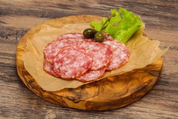 Spanish Salchichon sausage with salad