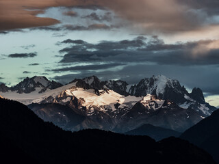 Alpine mountain peaks covered with snow, near Mont Blanc, high resolution