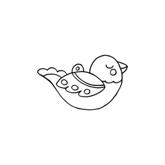 Doodle Christmas tree toys. Hand-drawn illustration. Vector image for web, cards, congratulations, posters, textiles, backgrounds. Bird