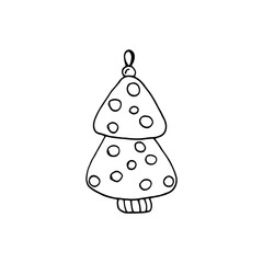 Doodle Christmas tree toys. Hand-drawn illustration. Vector image for web, cards, congratulations, posters, textiles, backgrounds.