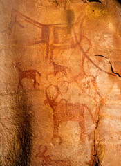 Archeological pre-historic human cave paintings in India