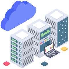 
Cloud hosting in isometric vector 
