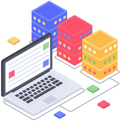 
Database technology  illustration in isometric vector 
