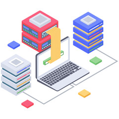 
Database technology  illustration in isometric vector 

