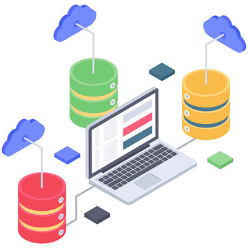 
Cloud hosting in isometric vector 

