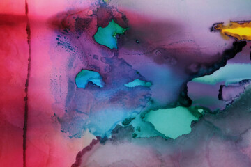 Abstract watercolor and alcohol ink flow blot painting. Art Color canvas marble texture background.