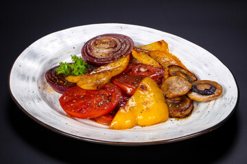 Grilled vegetables - tomato, pepper, mushroom and onion