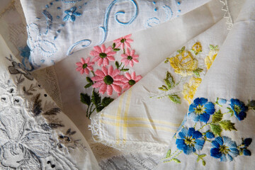 Close-up of embroidery on fabric