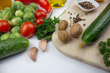 Homemade vegetables. Fresh organic vegetables. Vegetables from the garden. Colorful vegetable. Healthy vegetable. Copyspace