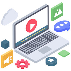
Video website vector in isometric design 
