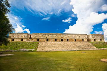 Old ruins of a palace, Palacio Del Gobernador, Uxmal, Yucatan, Mexico