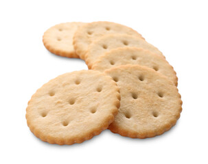 Crispy crackers isolated on white. Delicious snack
