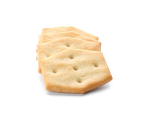 Crispy crackers isolated on white. Delicious snack