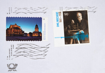 stamp briefmarke retro vintage gestempelt used frankiert post letter mail brief emil wiechert 90...