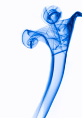 Blue smoke abstract on isolated background