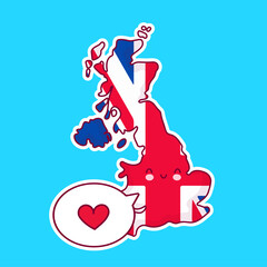 Cute happy funny United Kingdom map