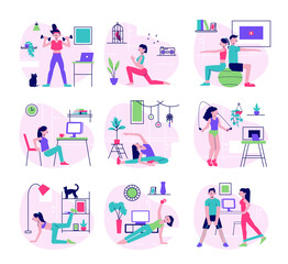 Fototapeta premium Home Fitness Flat Set 