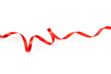 red satin ribbon with curls isolated on white background