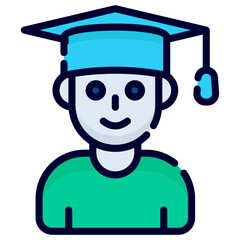 graduate student flat line icon