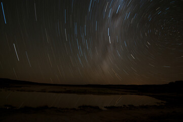 Desert Star Trail with reflection.