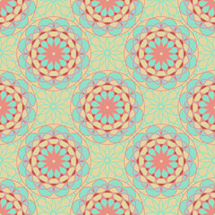 Seamless pattern ornamental green and red vector illustration