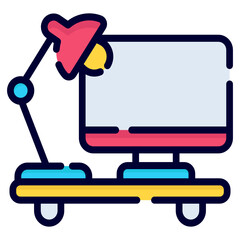 study place flat line icon