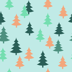 Abstract Christmas seamless pattern with decorative Christmas tree. Print for greeting cards, fabric or wrapping paper designs.  Eps 10 vector illustration.
