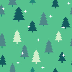 Obraz premium Abstract Christmas seamless pattern with decorative Christmas tree. Print for greeting cards, fabric or wrapping paper designs. Eps 10 vector illustration. 