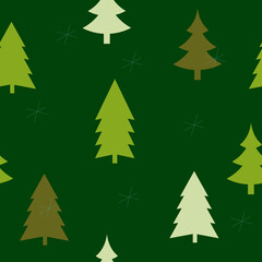 Fototapeta premium Abstract Christmas seamless pattern with decorative Christmas tree. Print for greeting cards, fabric or wrapping paper designs. Eps 10 vector illustration. 