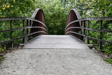 boardwalk footbridge over the river